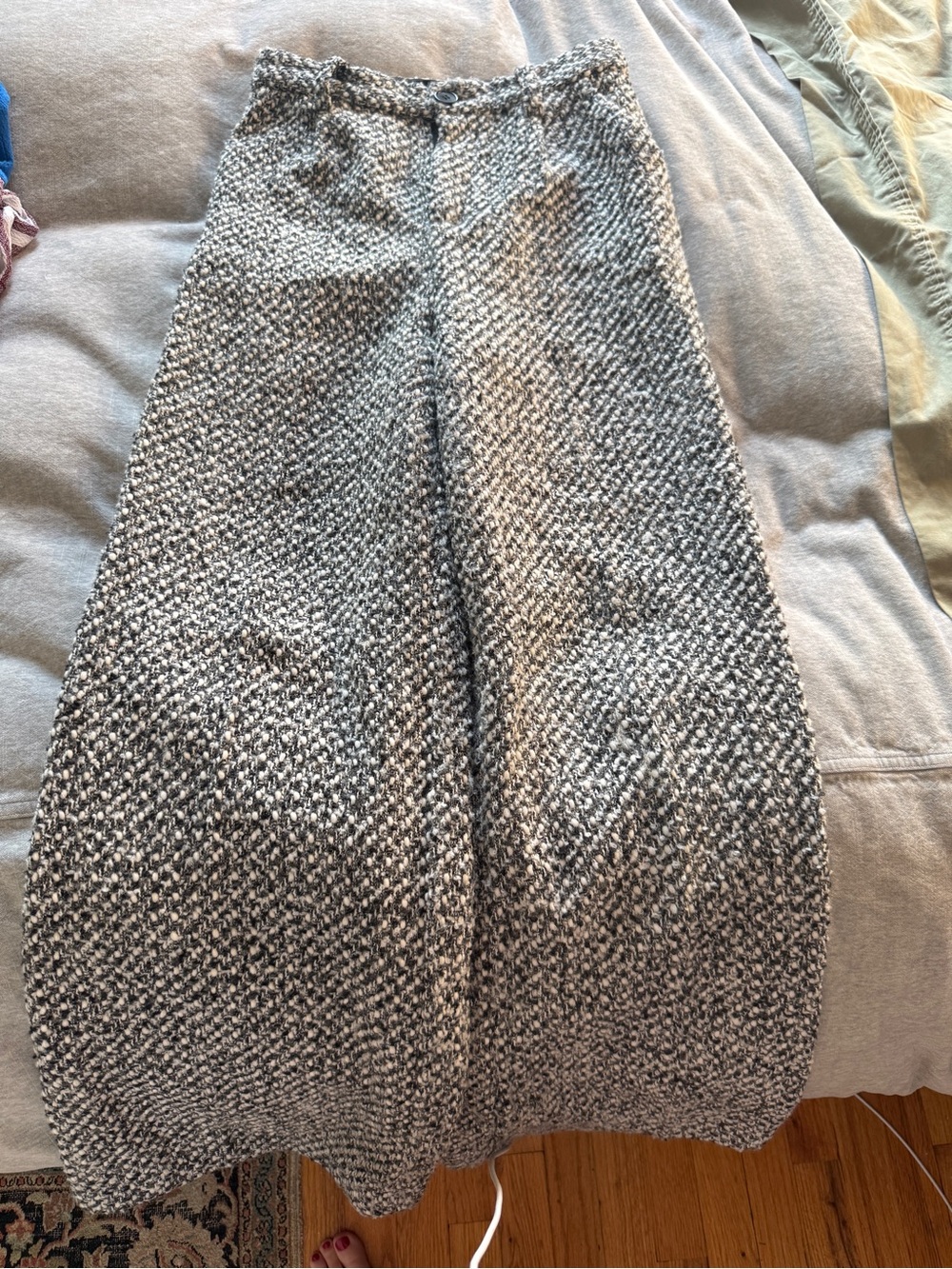 Commense Black and White Marled Knit Maxi pants